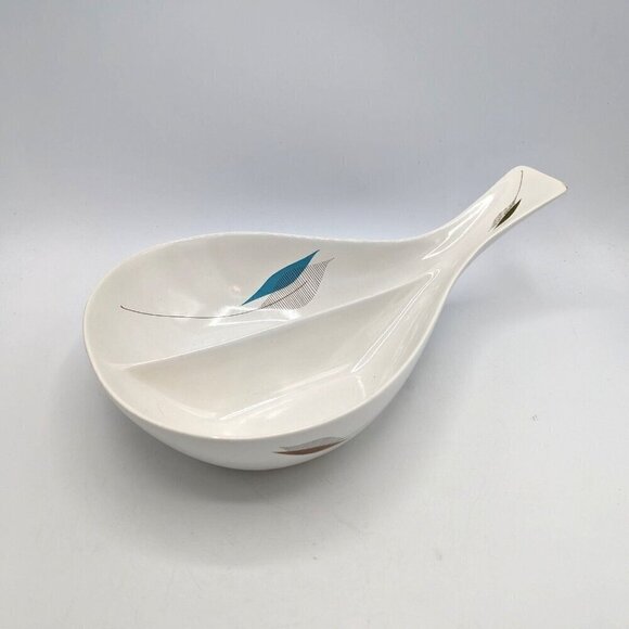 RARE 1950s Ben Seibel Festive Leaves Raymor Universal Divided Server Bowl Atomic - Picture 1 of 8
